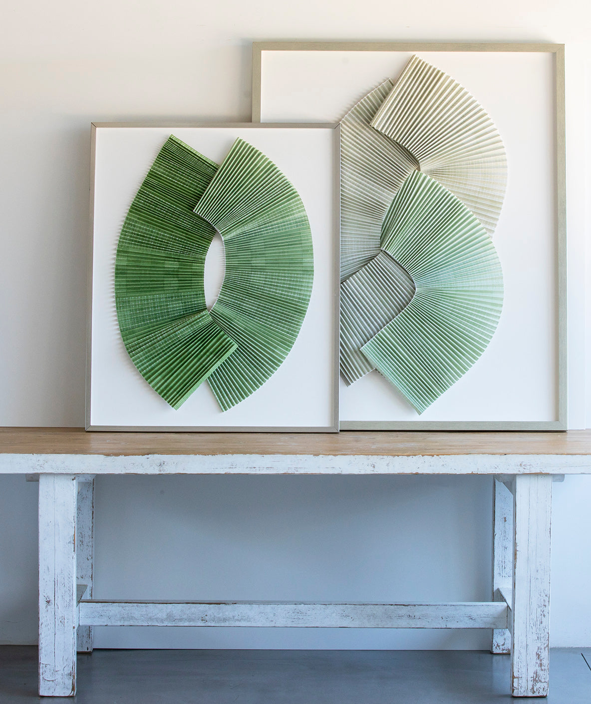 003 Abstract Dimensional Green Pleats