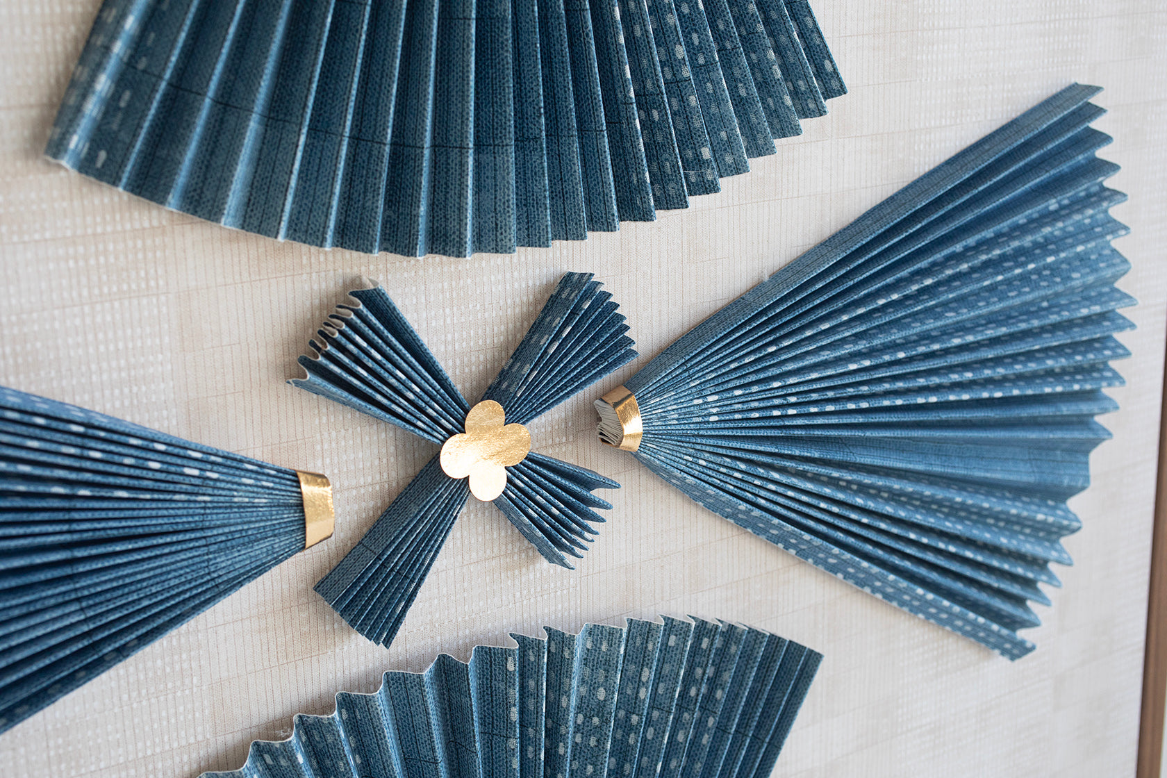 Navy blue pleated fan abstract