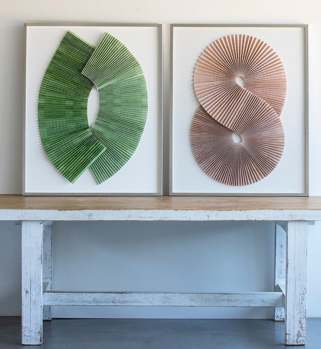 003 Abstract Dimensional Green Pleats